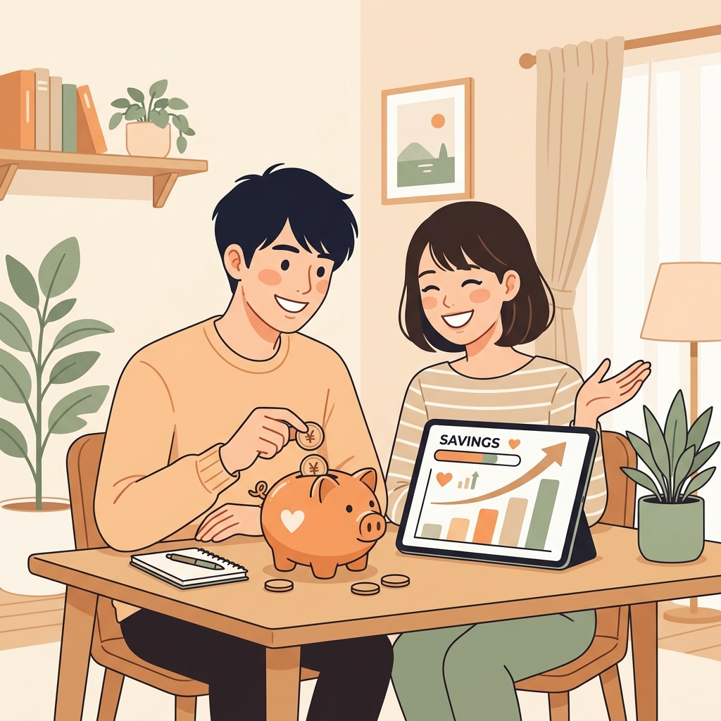 共働きで貯金できない夫婦が家計を仕組み化して貯まるようになるイメージ